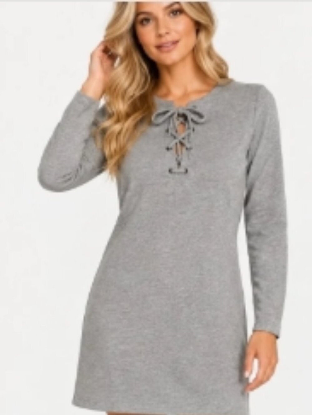 J. Crew Mercantile Gray Lace-Up Sweatshirt Mini Dress Like New Condition M